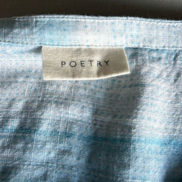 Poetry Women’s Peasant Striped Cotton Blend Blouse Blue Size 16 - Picture 3 of 12